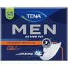A box of TENA Men Active Fit Level 3 absorbent protectors, designed for men with light to moderate incontinence. The protectors are anatomically shaped for a comfortable and discreet fit, and feature a leak-proof design for added security.